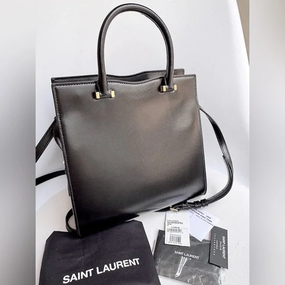 SOLD❤️Saint Laurent YSL Uptown Small Black Monogram Top Handle Bag + Clutch - Picture 10 of 16